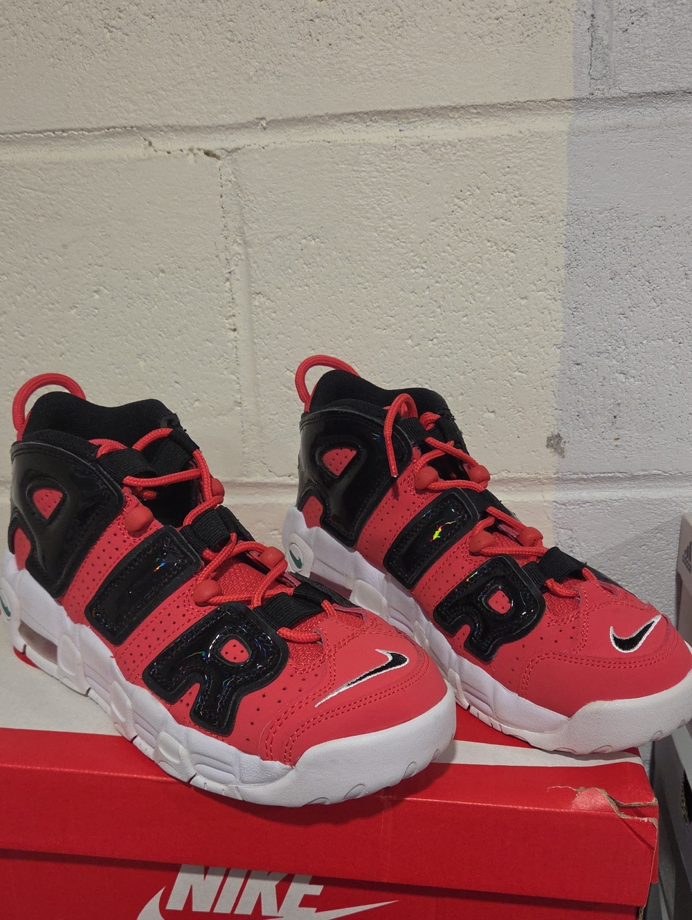 Nike Kids Red and Black Air More Uptempo-Inspired Sneakers
